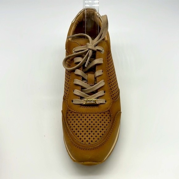 BOSI - Tan And Gold  Leather And Suede Lace Up Sport Sneaker Size 38